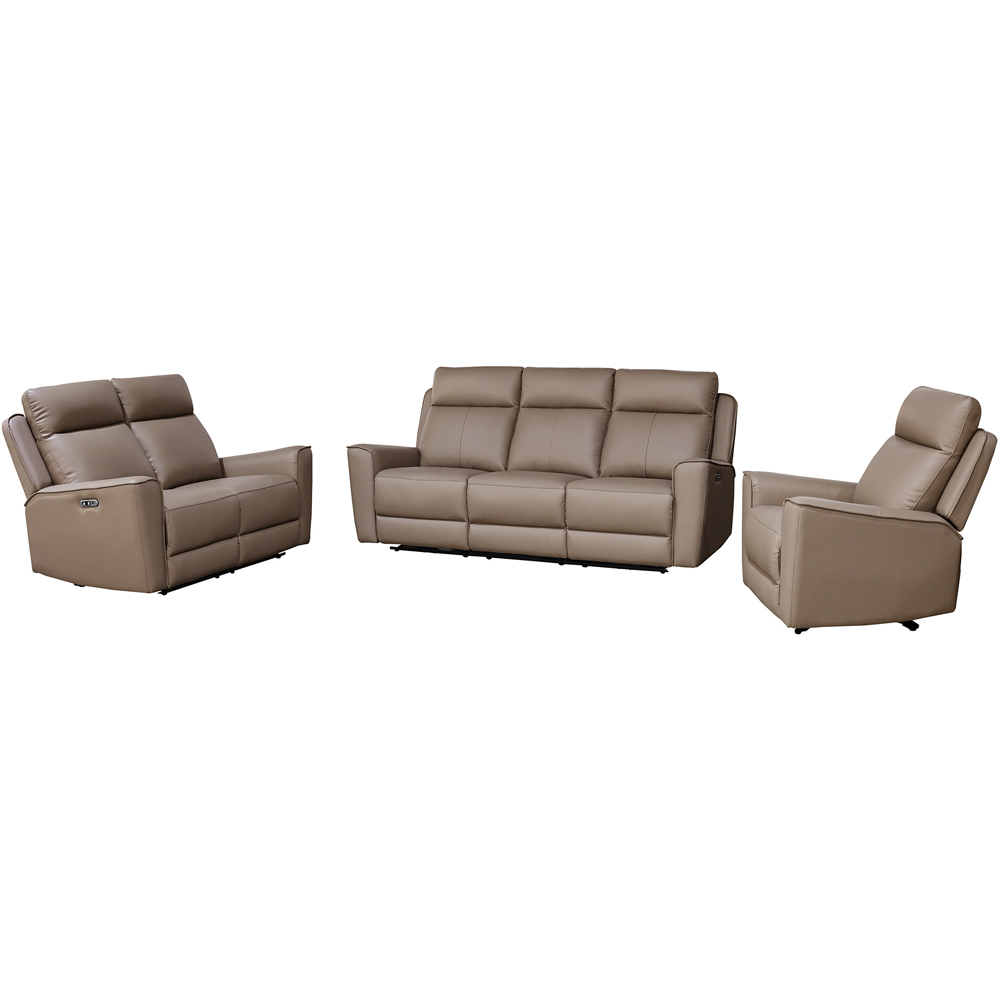 Aspire Elmhurst Mushroom Leather 6 Seater Power Recliner Sofa Suite Image 2