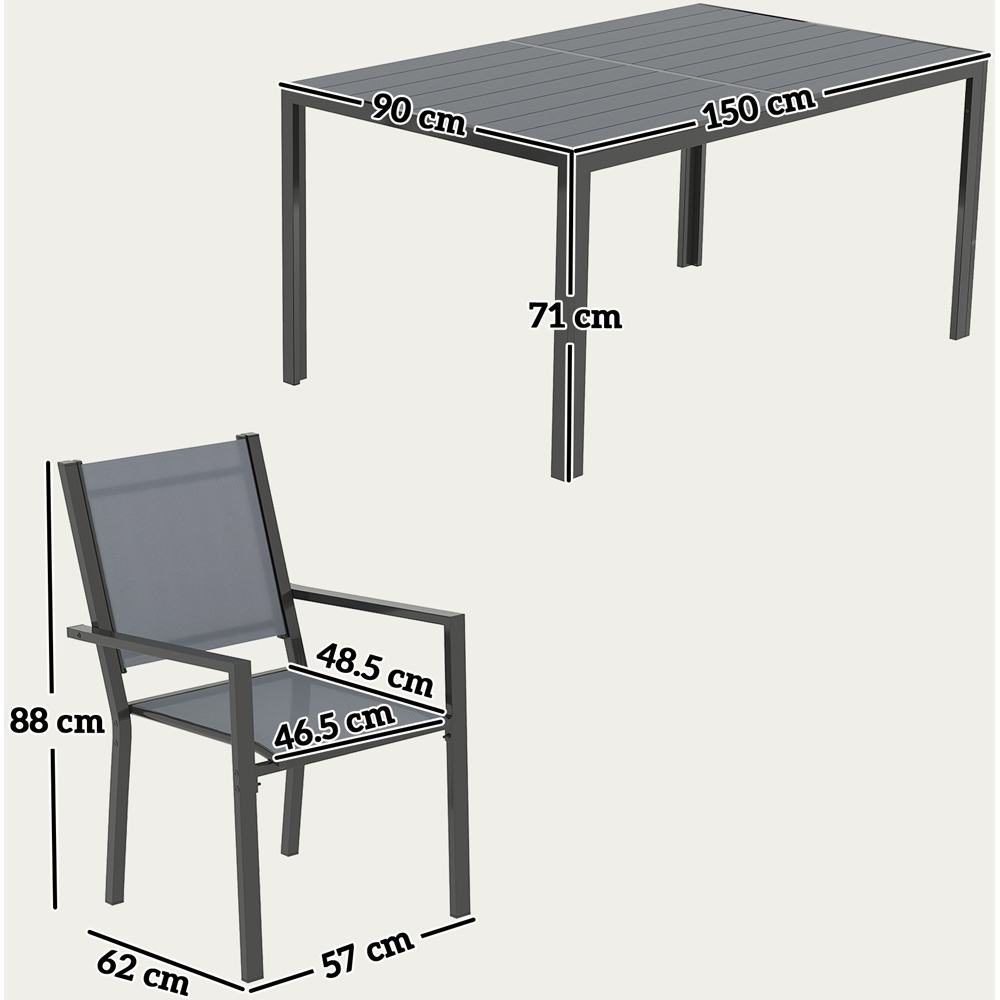 Outsunny 6 Seater Steel Garden Dining Set with Stackable Chair Image 9