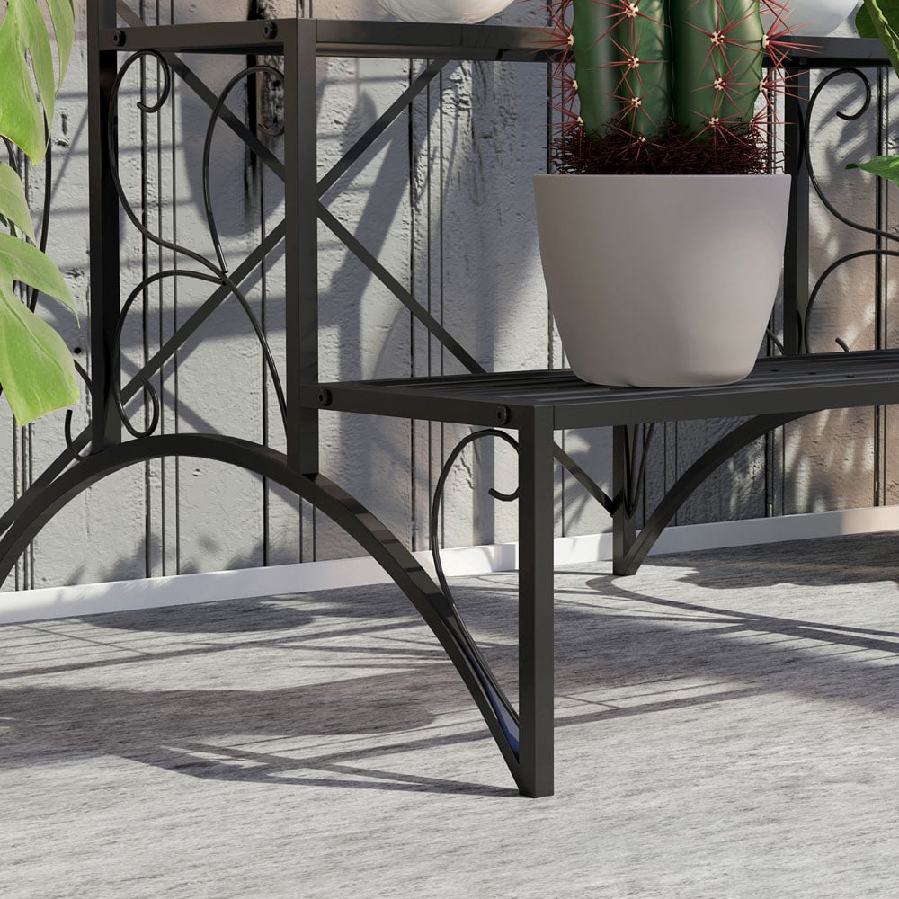 Outsunny 3 Tier Black Garden Plant Stand Image 3