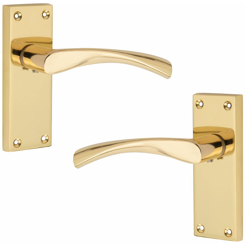 Golden Grace Gold Polished Brass Victorian Scroll Astrid Latch Door Handle 120 x 40mm Image 2