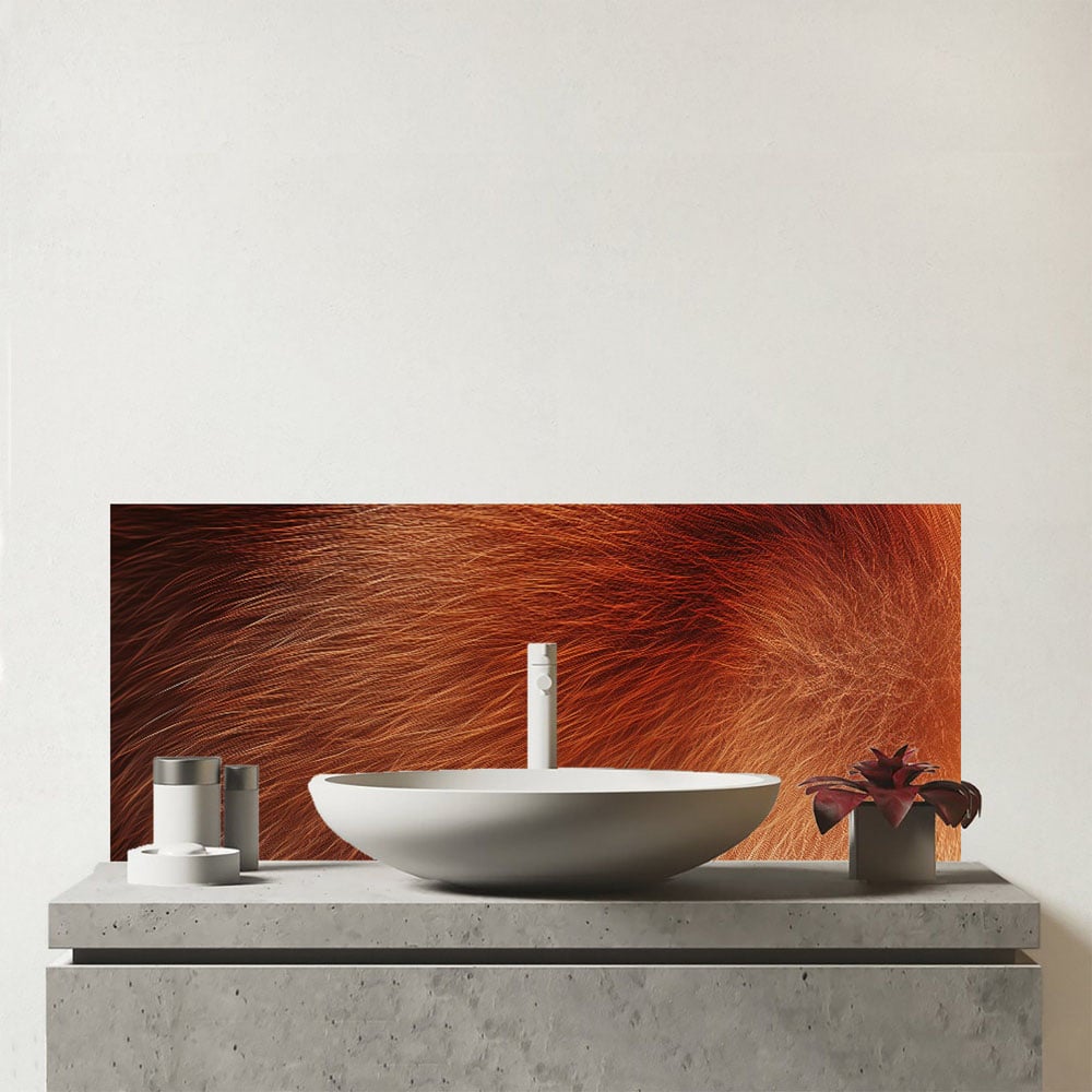 Warren Reed Designer Red Panda Fur Print Bathroom Splashback 25 x 60cm Image 1
