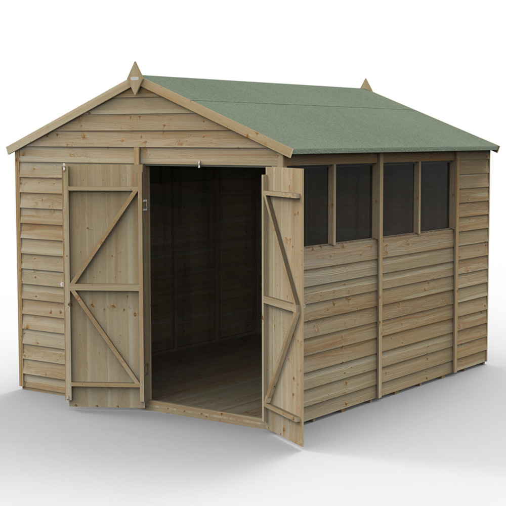 Forest Garden 4LIFE 8 x 10ft Double Door 4 Windows Apex Shed Image 3