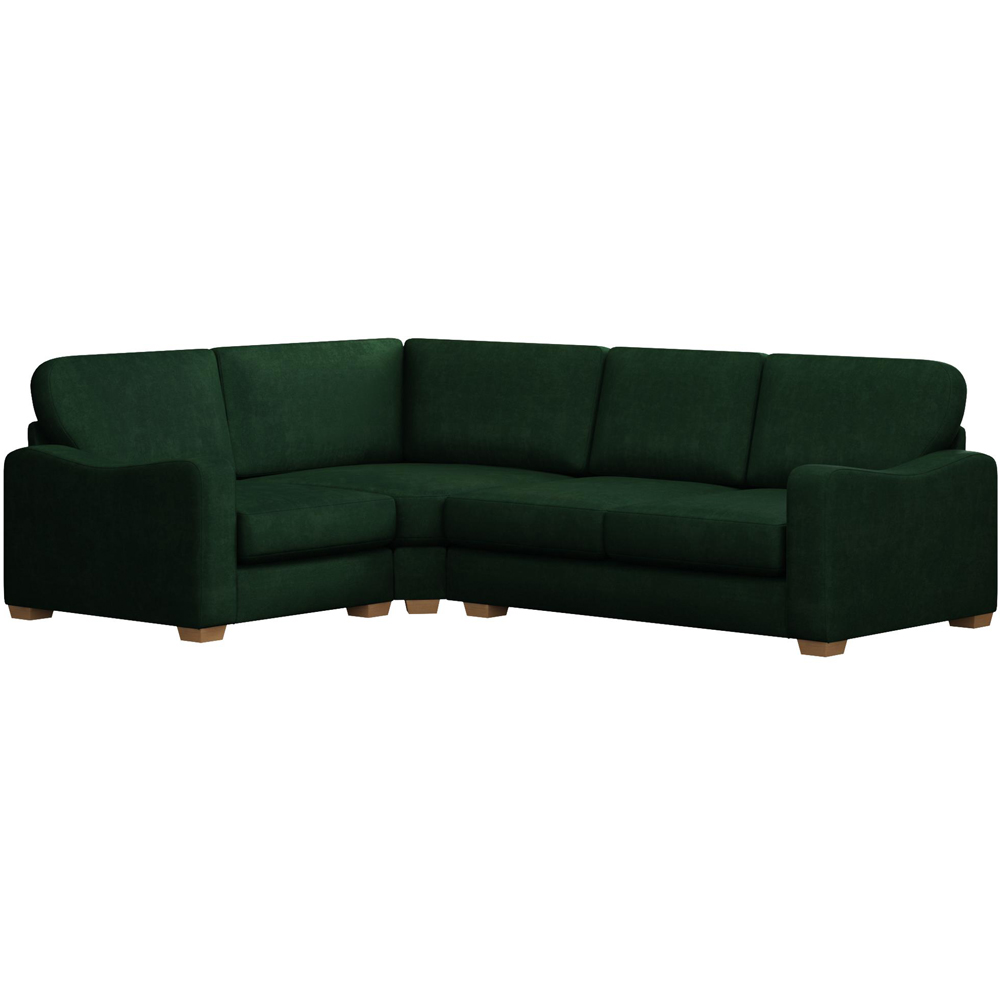 Theadford 3 Seater Forest Green Plush Velvet Fixed Back Left Hand Corner Sofa Image 2