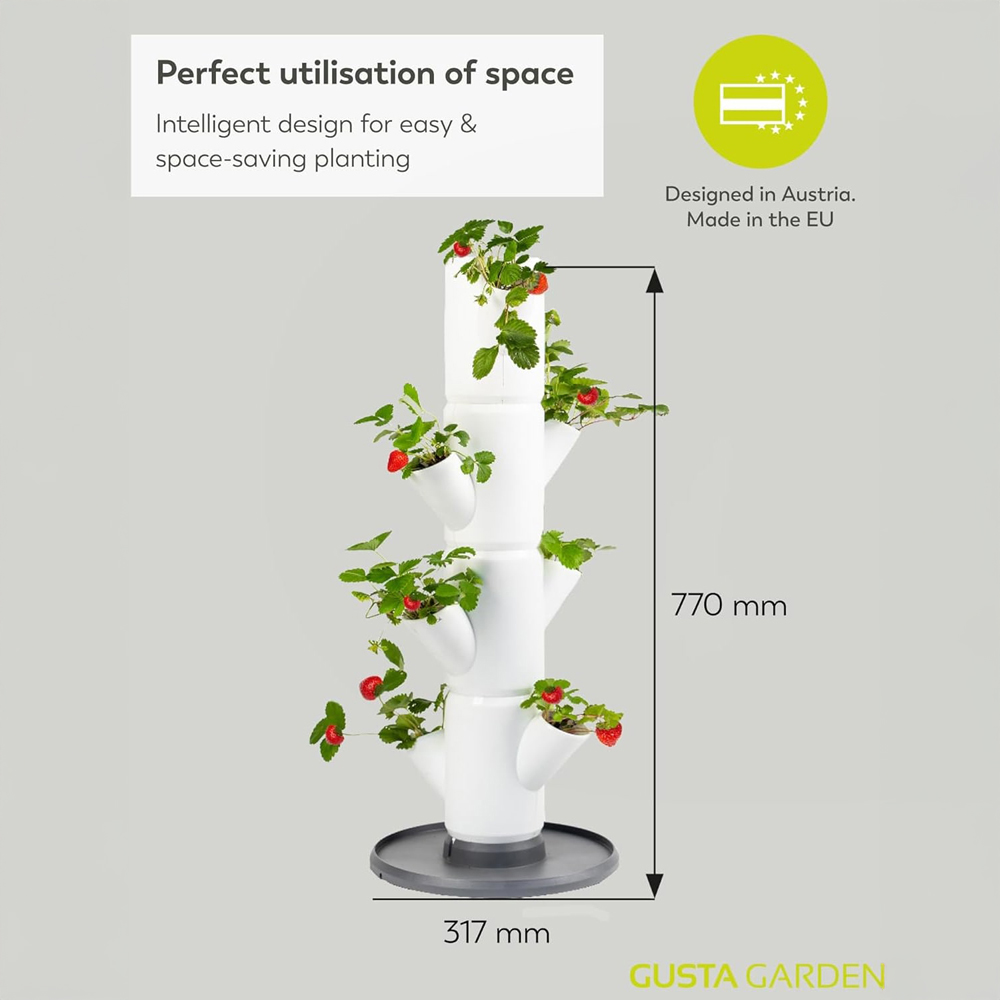 Gusta Garden Sissi Strawberry White 4-TierEasy Watering Hanging Strawberry Planter Image 6
