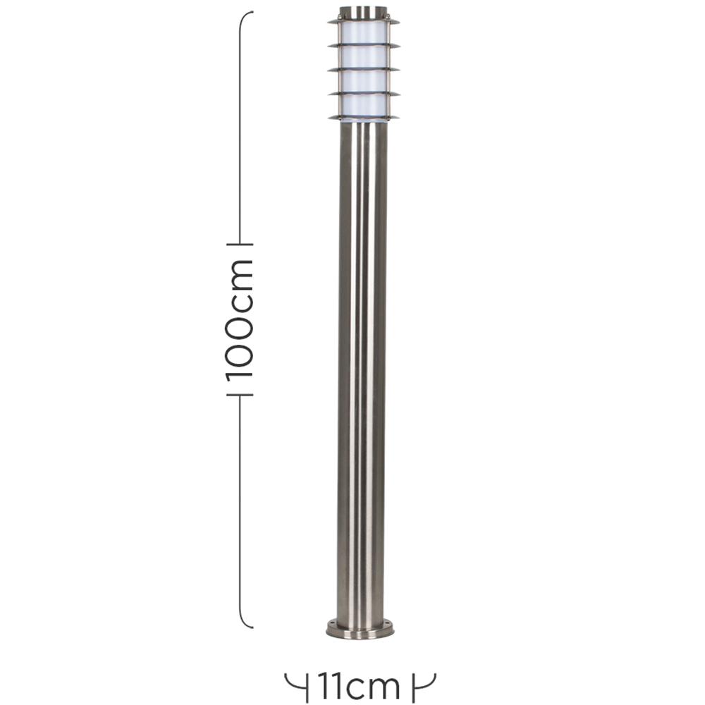 ValueLights Wharf Silver Warm White Bulb Bollard Light 1m Image 7