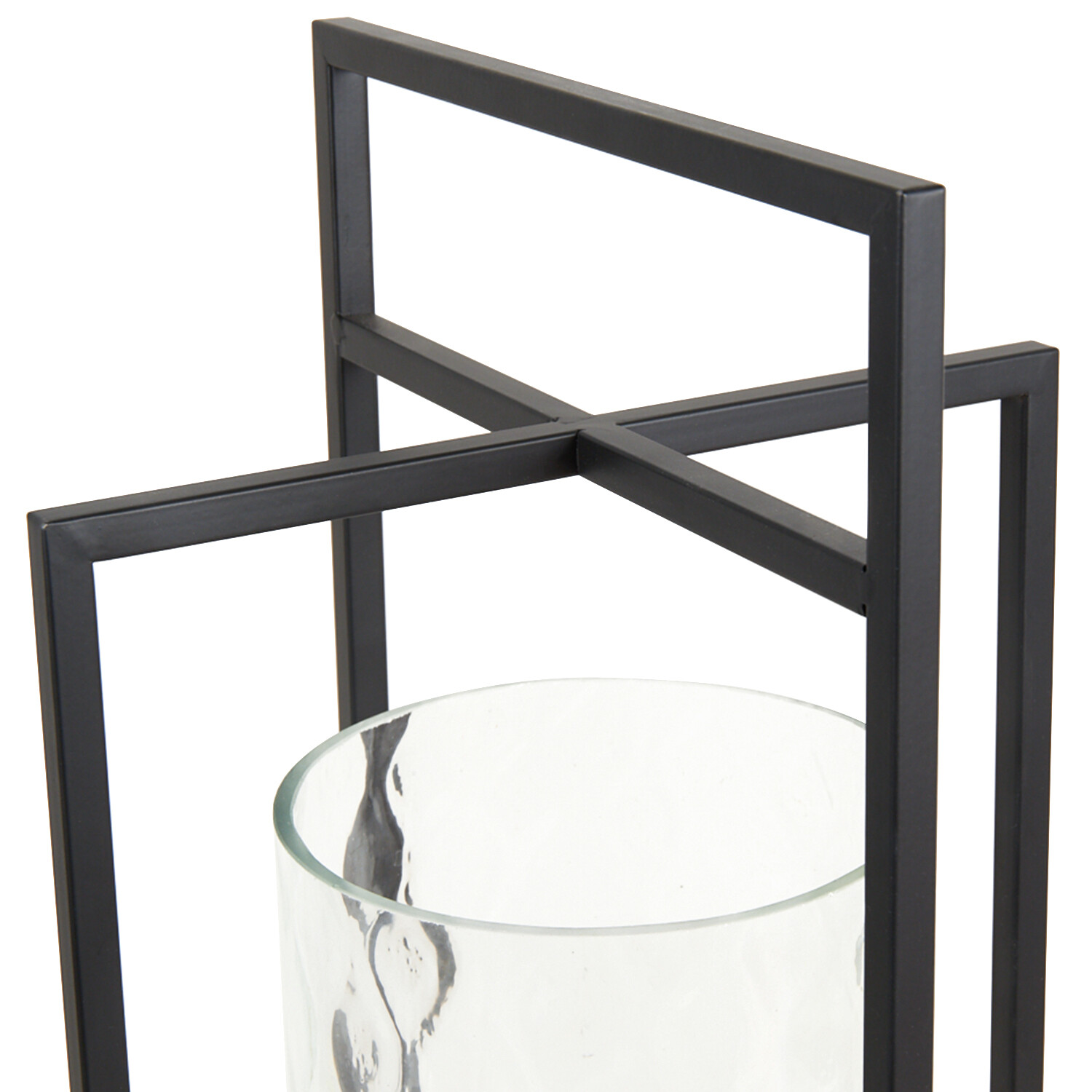Mari Large Hammered Lantern - Black and Clear Image 2