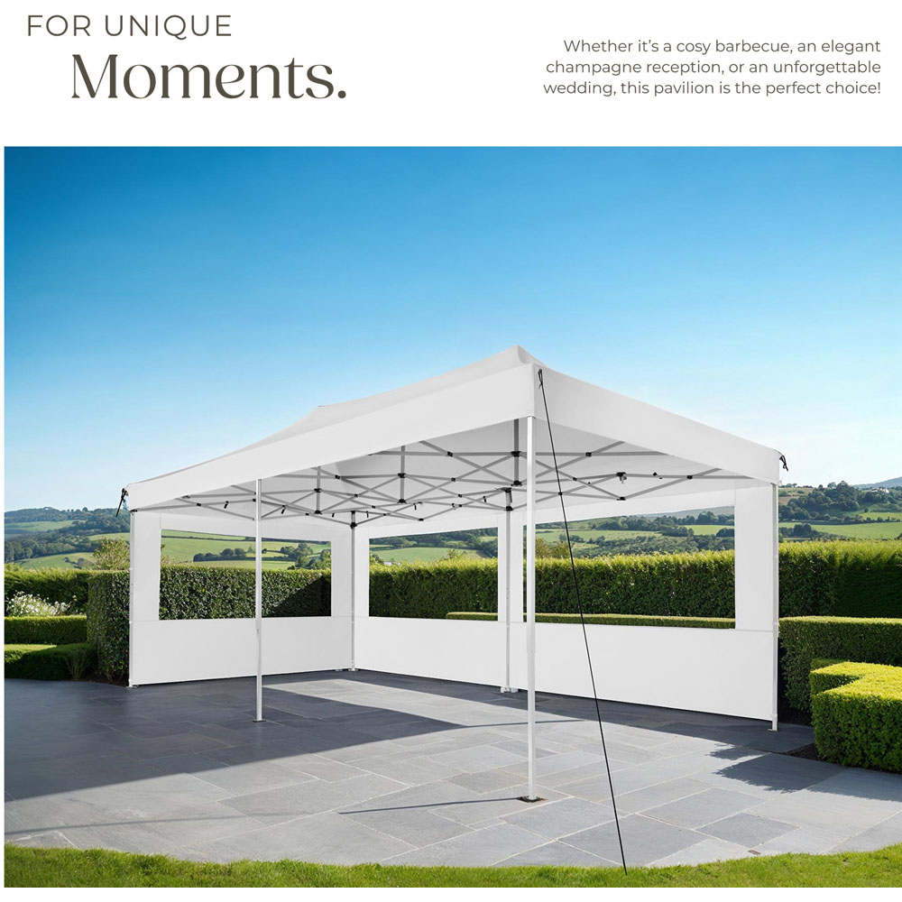 tectake Viola 6 x 3m White Scissor Frame Gazebo with 4 Side Panels Image 8