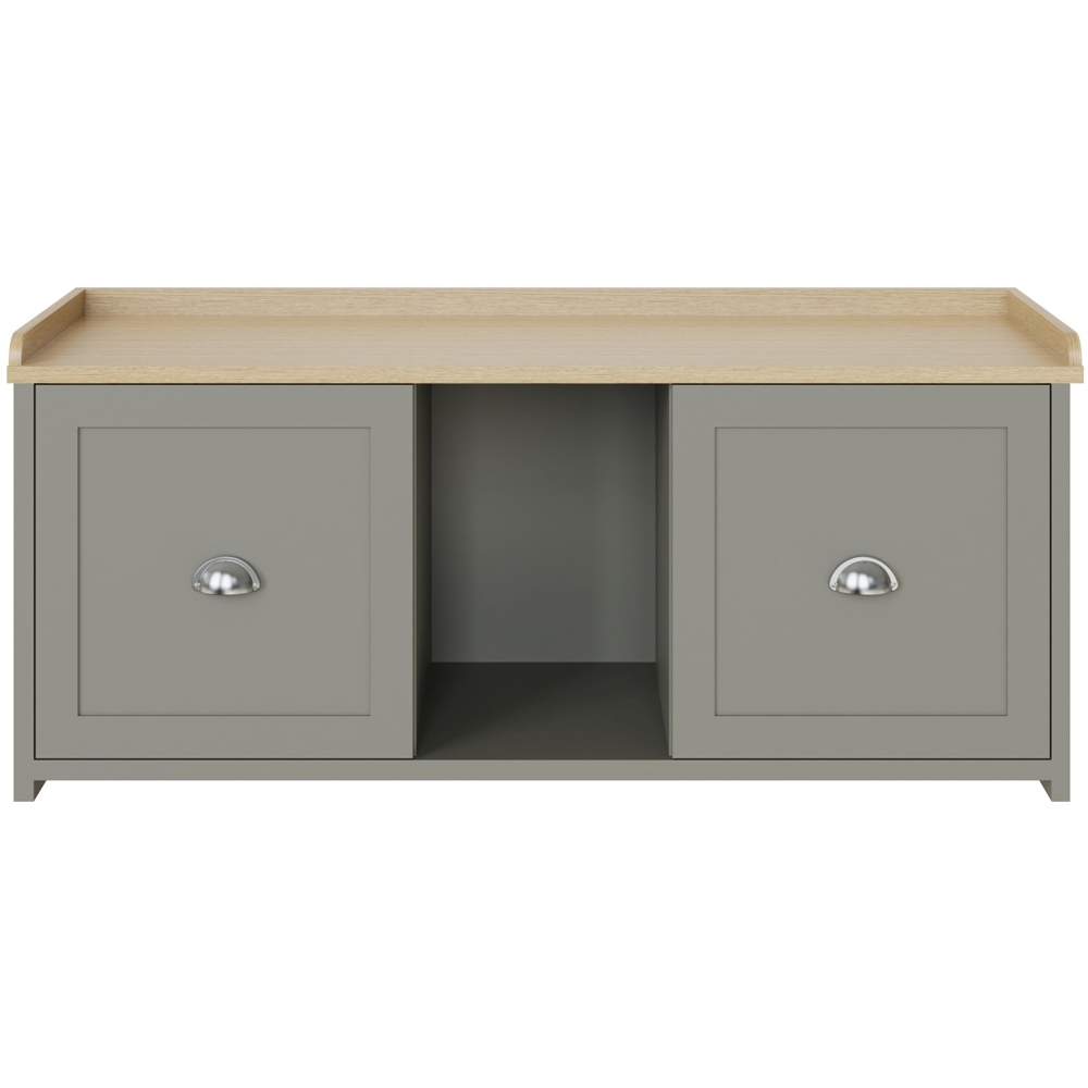GFW Lancaster 2 Door Grey and Oak Shoe Bench Image 3