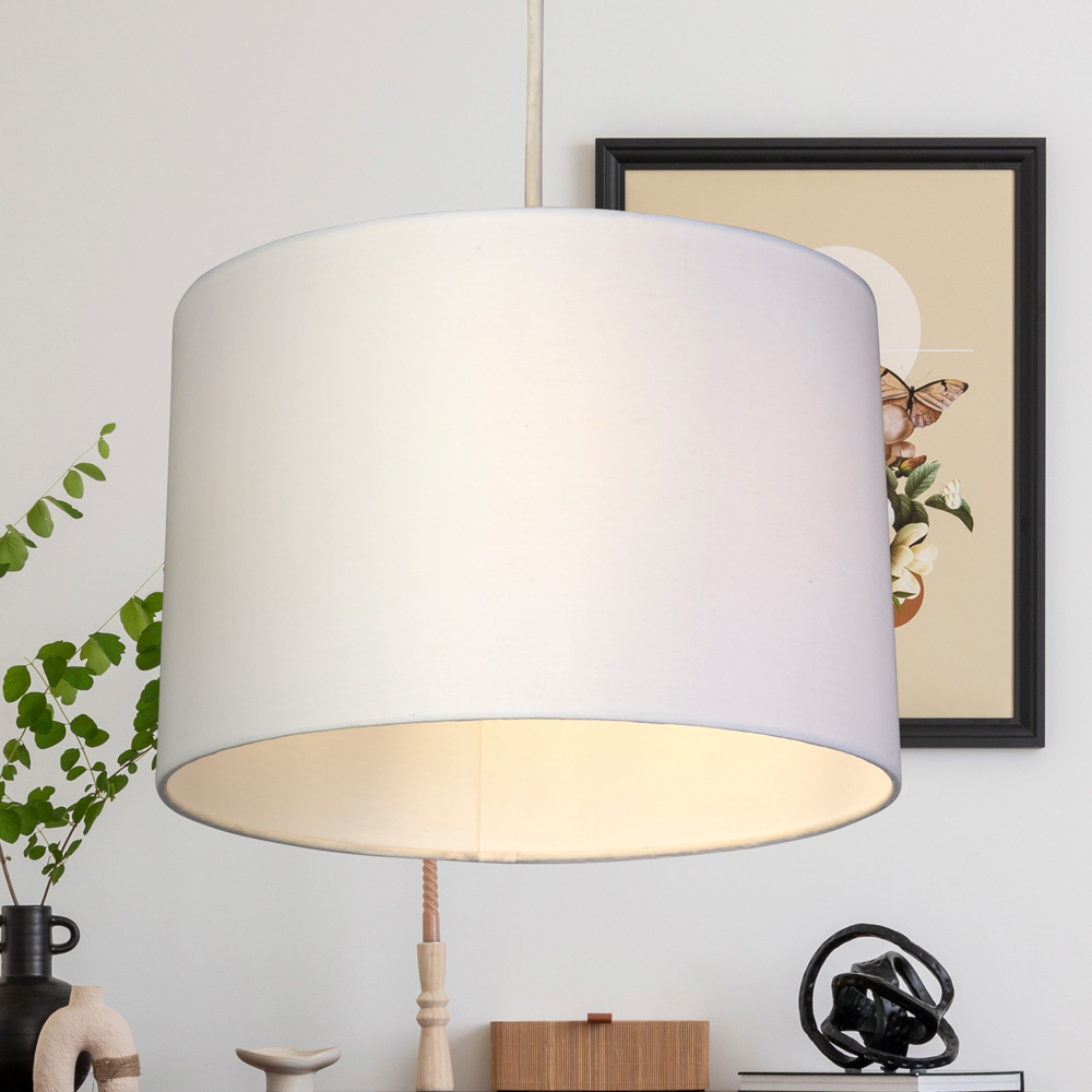 Lighting Collection Kaia White Drum Ceiling Shade Image 2