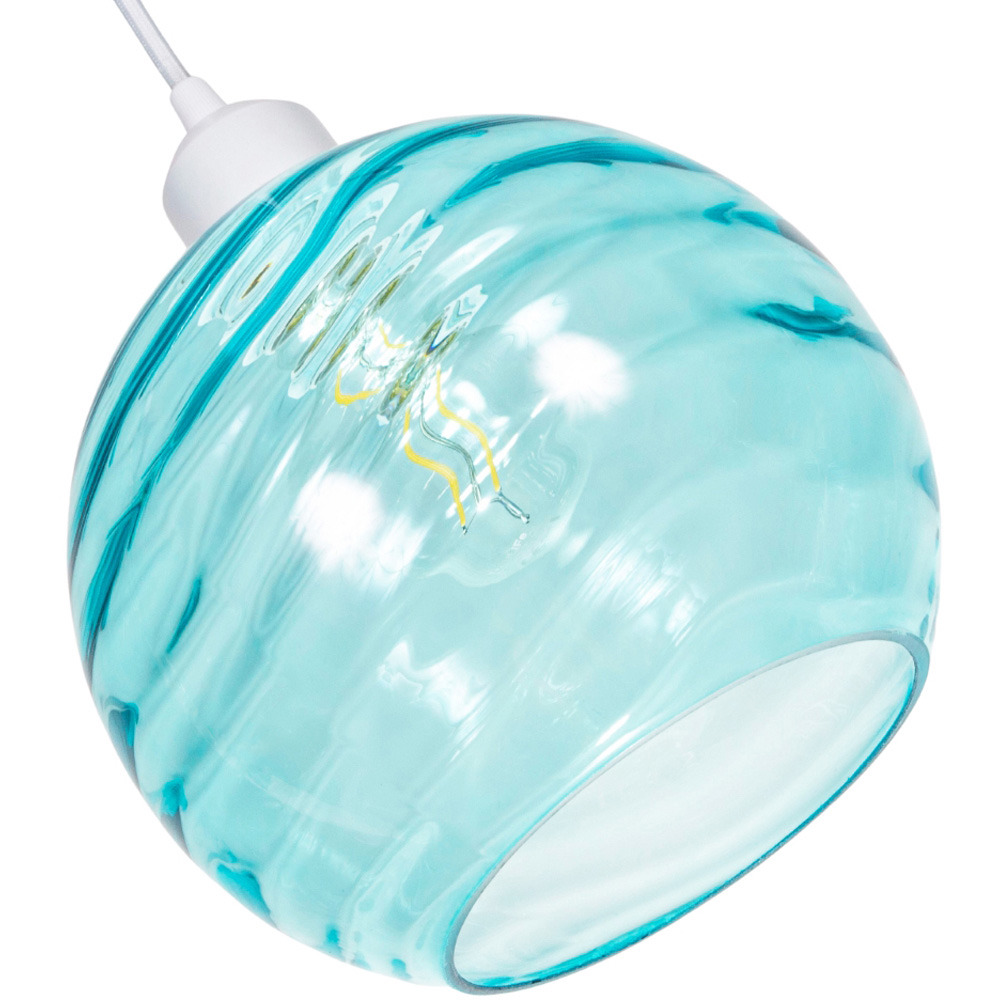 Happy Homewares Designer Teal Circular Ribbed Glass Non Electric Pendant Shade Image 4