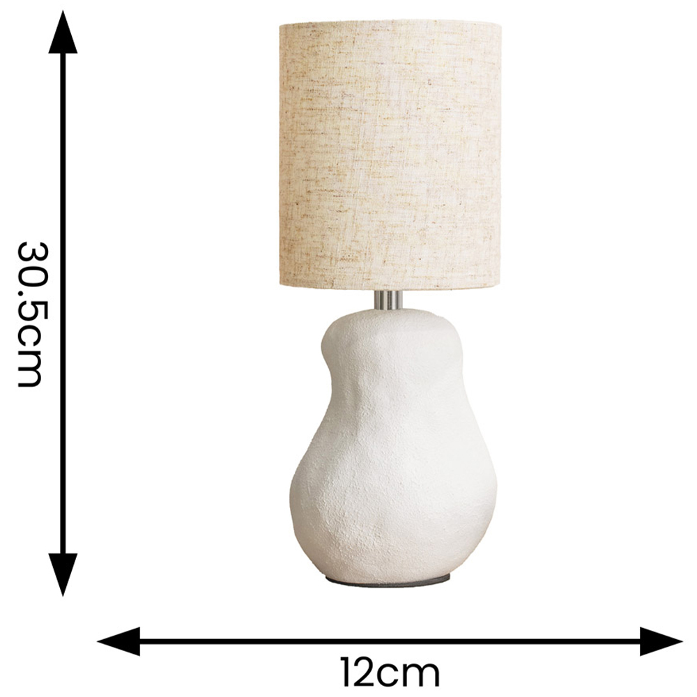ValueLights Mae Natural Linen Shade White Abstract Sandblast Ceramic LED Table Lamp Image 4