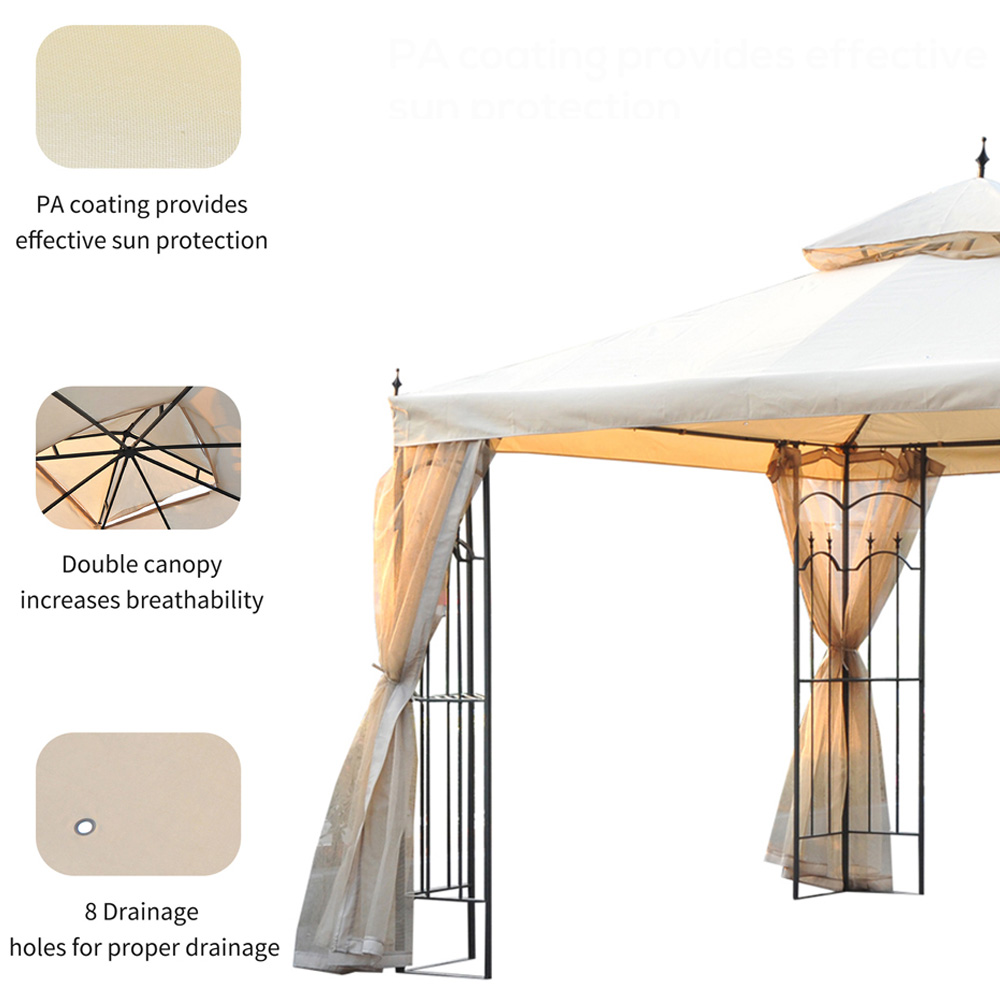 Gazebo Double Top Mesh Sun Cream White Image 5