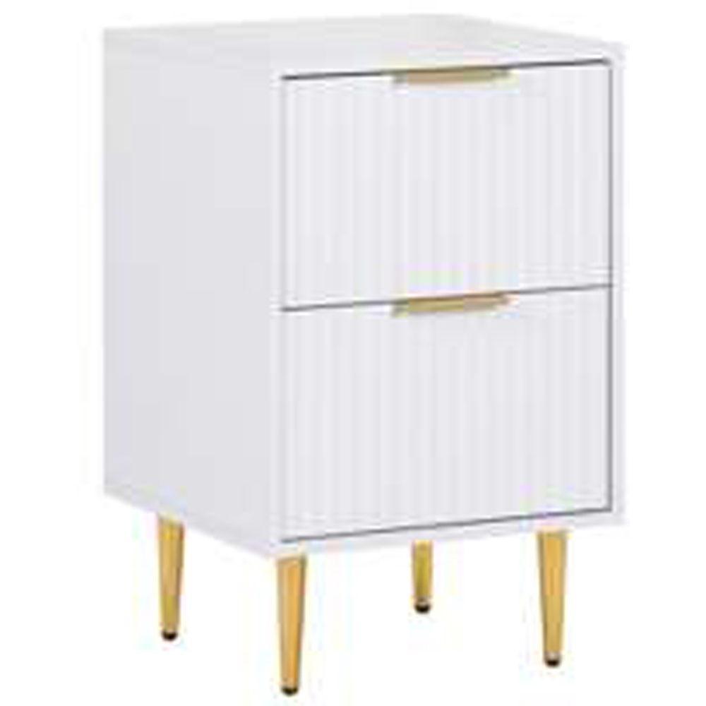 Birlea Zara 2 Drawer White Fluted Bedside Table Set of 2 Image 2
