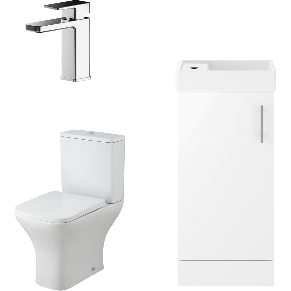 nuie Vault 400mm Gloss White Floor Standing Unit with WC and Tap Image 2