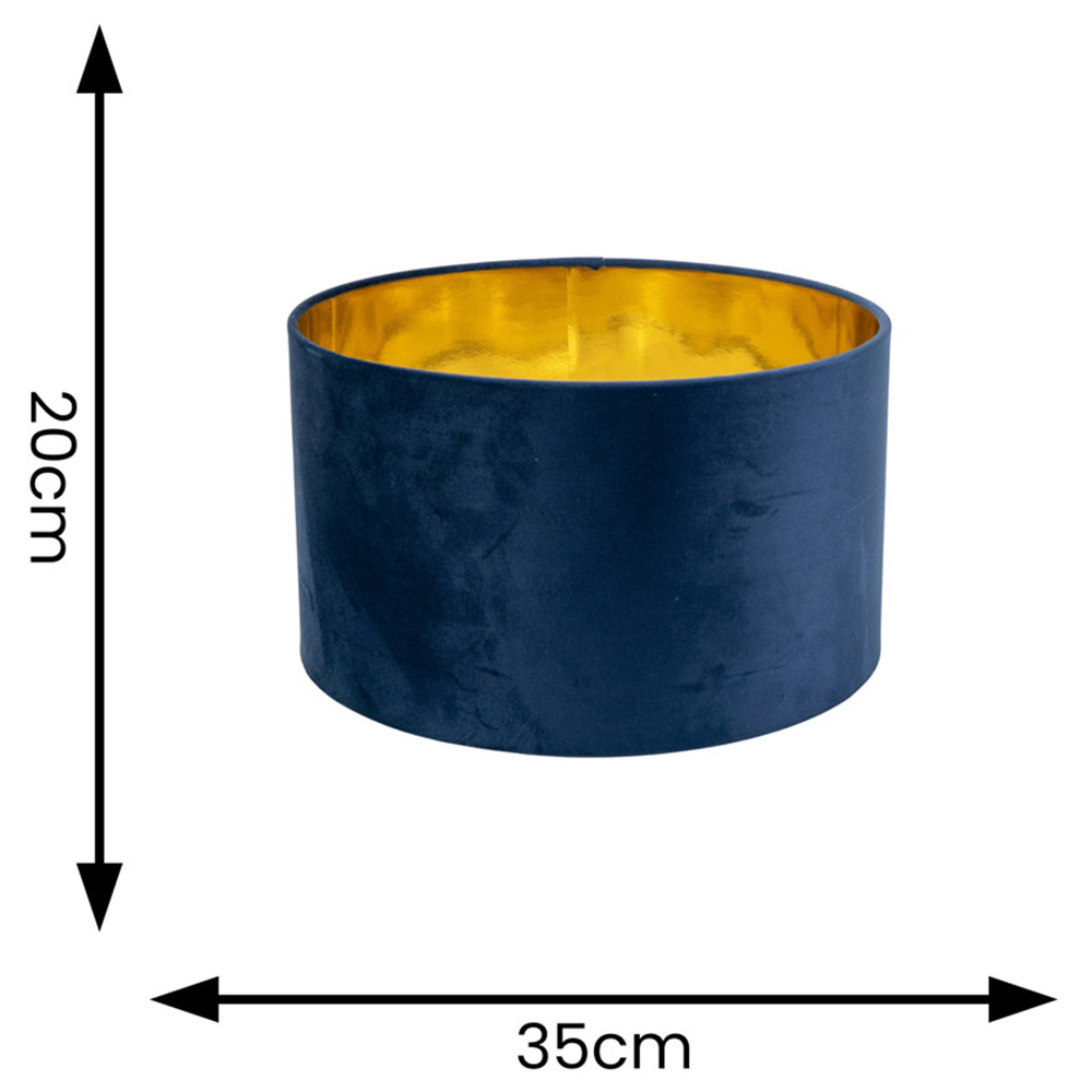 ValueLights Reni Navy Velvet and Gold Inner Medium Pendant Shade Image 4