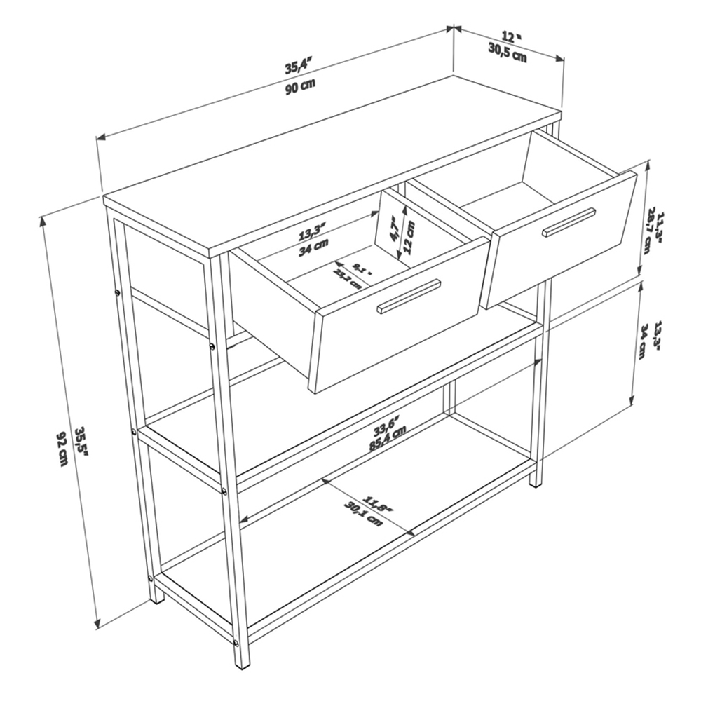 Decorotika Latho 2 Drawer and 2 Shelf White Marble Effect Sideboard Image 8