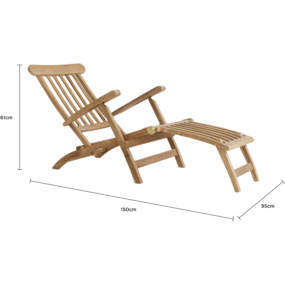 Charles Bentley Teak Steamer Sun Lounger Image 9