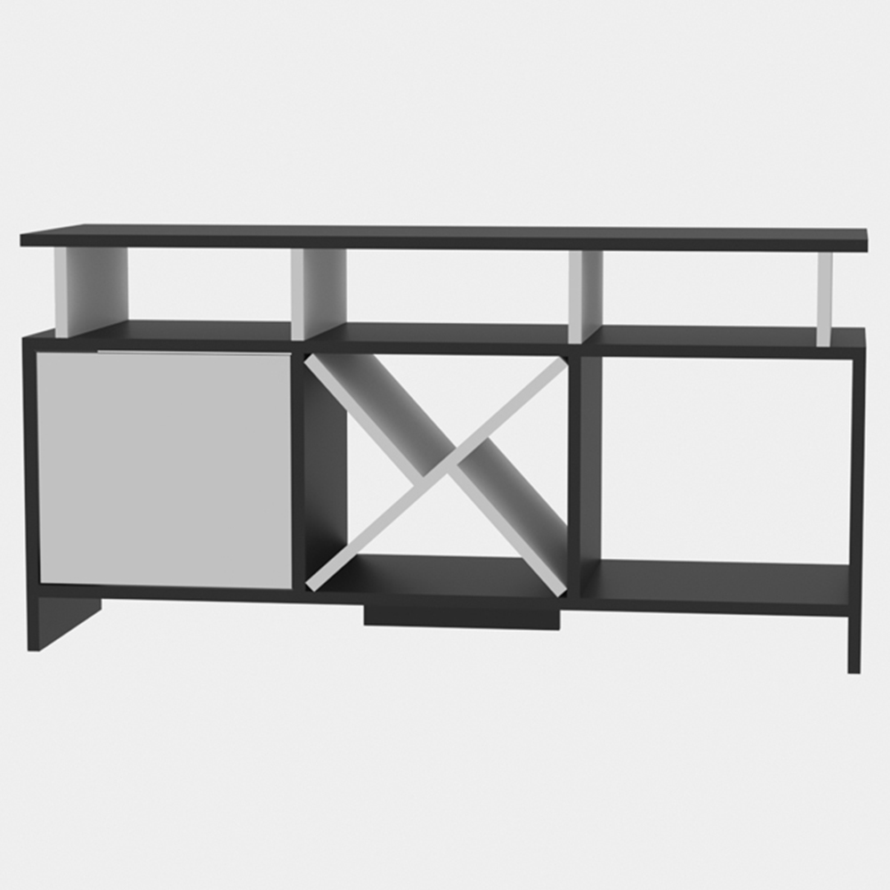 Decorotika Aurburn Single Door 8 Shelf Anthracite and White TV Unit Image 2