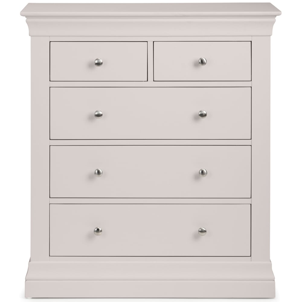 Julian Bowen Clermont 5 Drawer Light Grey Chest of Drawers Image 3