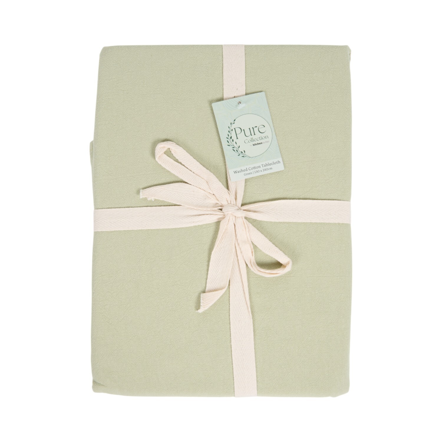 Washed Cotton Tablecloth Green Image 1