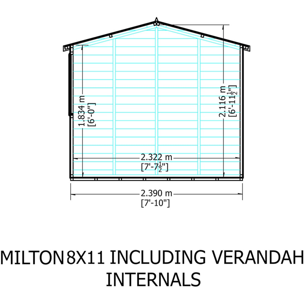 Shire Milton 8 x 11ft Double Door Shiplap Apex Summerhouse Image 9