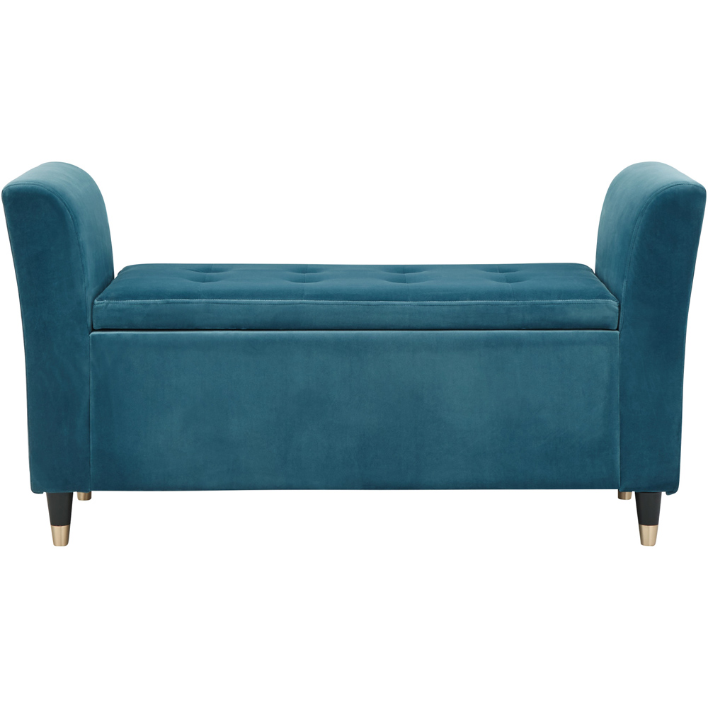 GFW Genoa Teal Blue Upholstered Window Seat With Storage Image 2