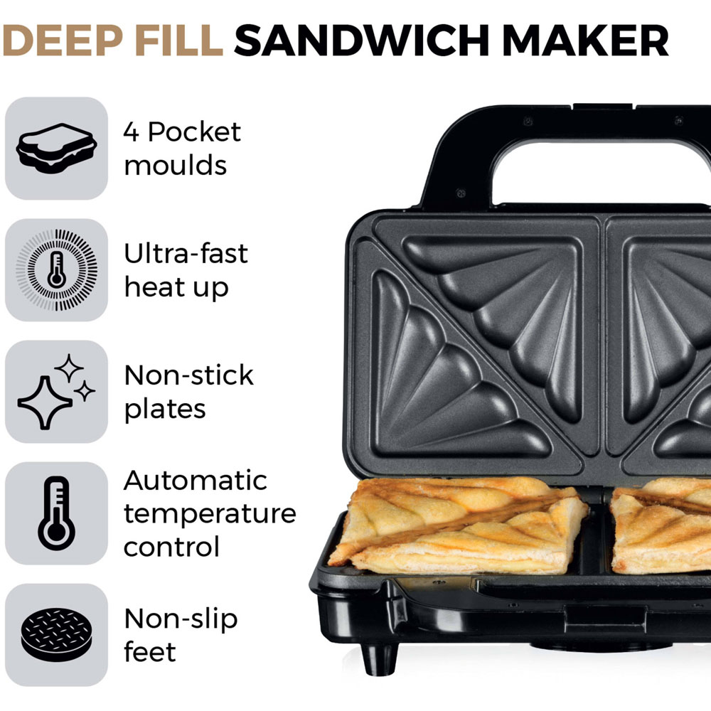 Tower Rose Gold and Black Deep Fill Sandwich Maker Image 7