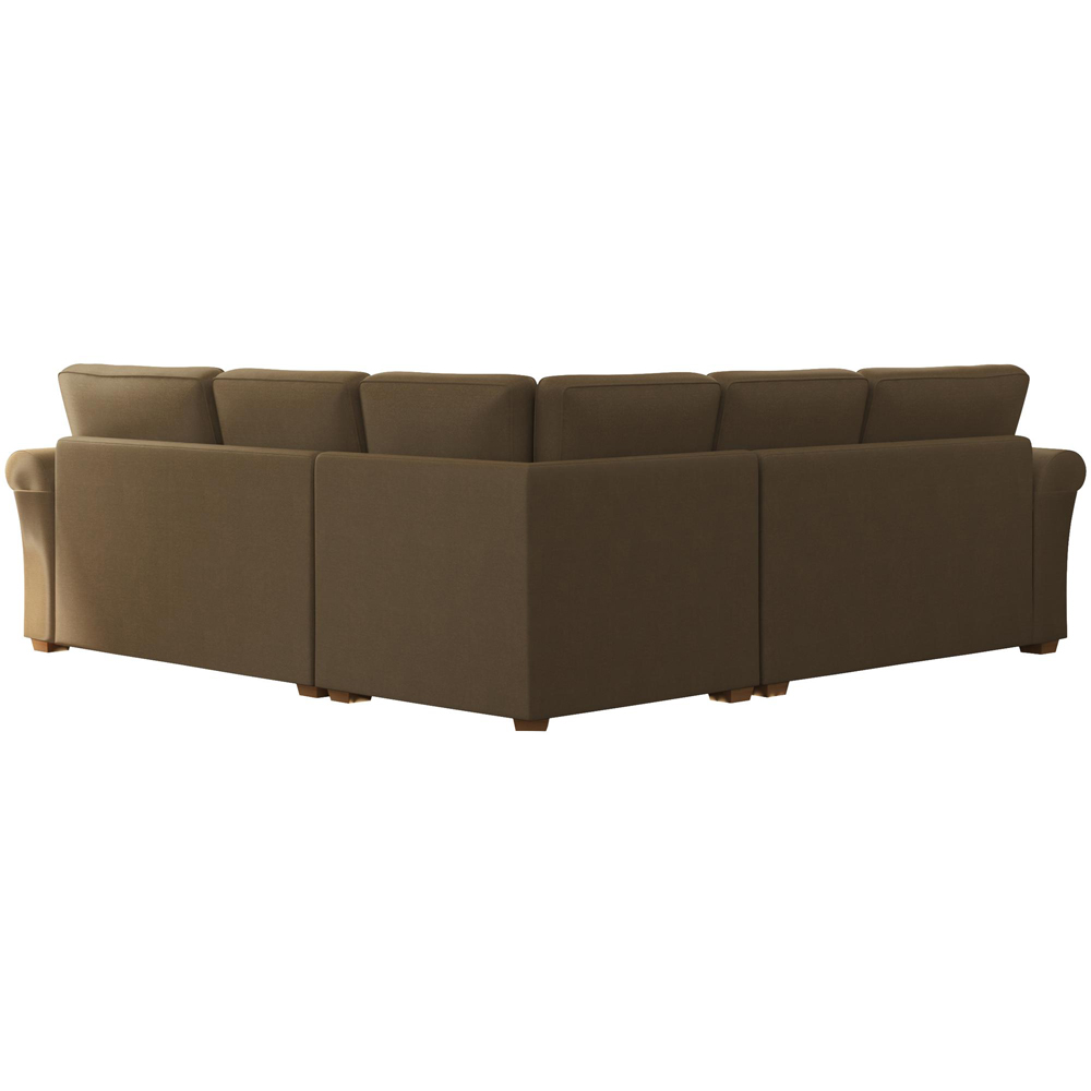 Castleacre 4 Seater Mink Plush Velvet Fixed Back Corner Sofa Image 4