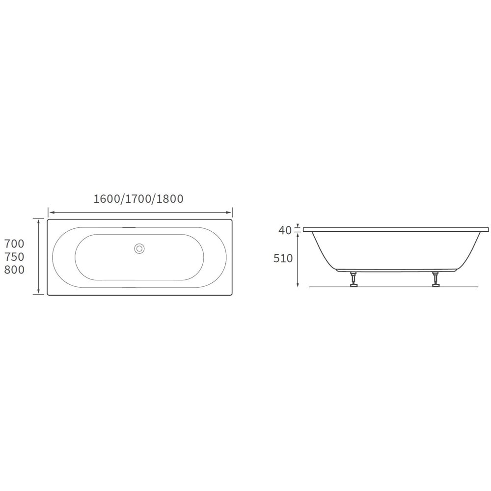 Bathstore Malta White Double End Bath 1700 x 750mm Image 3