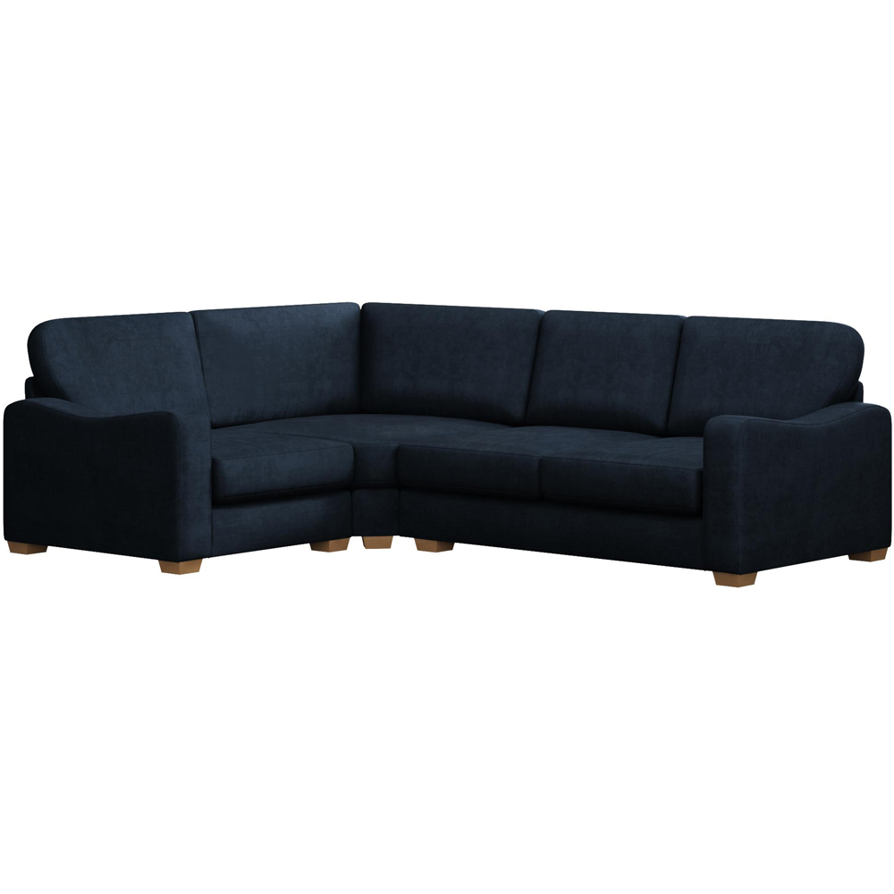 Theadford 3 Seater Royal Blue Plush Velvet Fixed Back Left Hand Corner Sofa Image 2