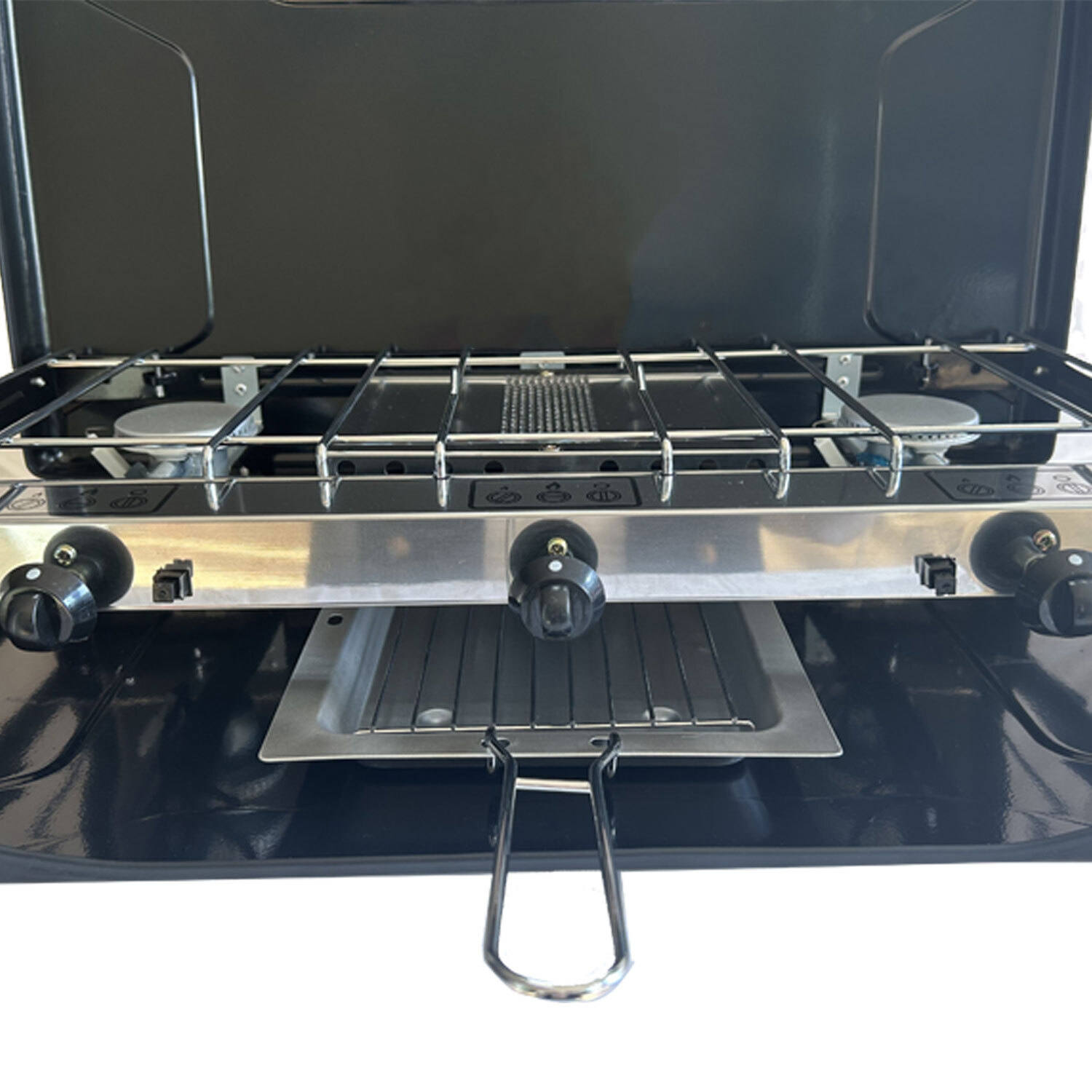 Portable Double Burner Gas Grill Black Image 3