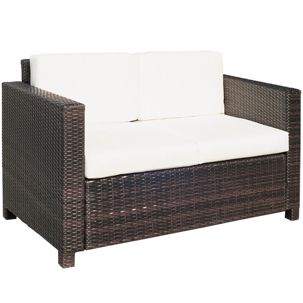 Outsunny 2 Seater Rattan Sofa Brown Image 2