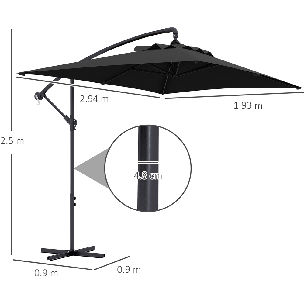 Outsunny Black Crank Handle Cantilever Banana Parasol with Cross Base 3 x 2m Image 7