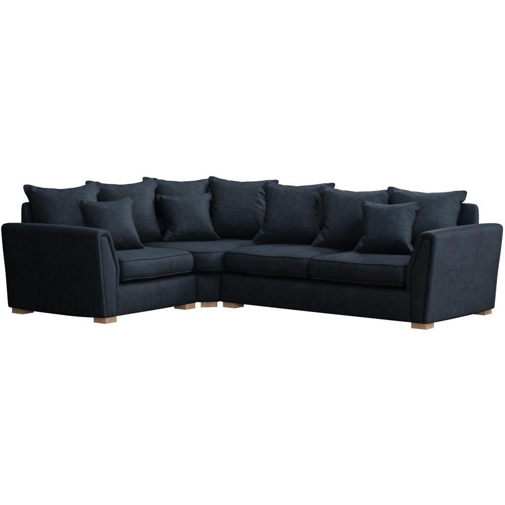 Wendleberry 3 Seater Royal Blue Plush Velvet Scatter Back Left Hand Corner Sofa Image 2