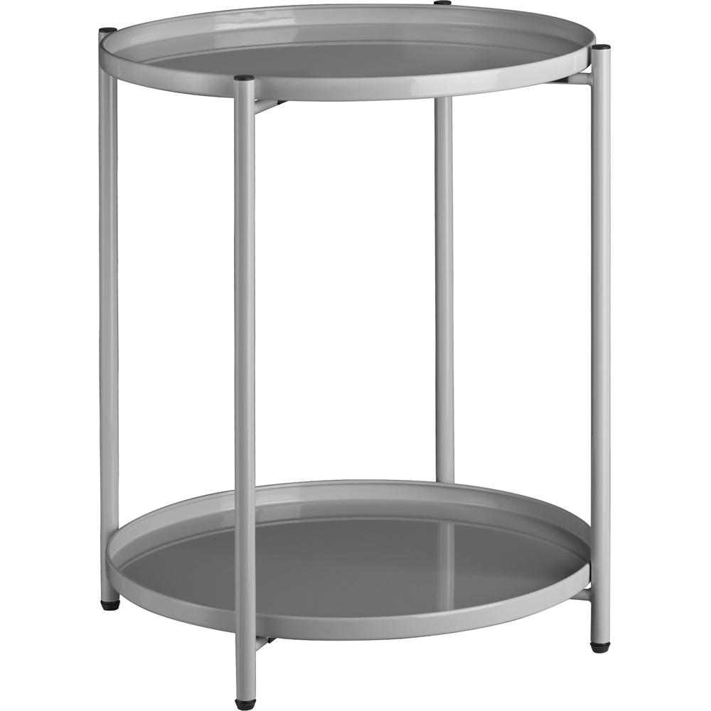tectake Oxford Grey Round Bedside Table Image 2