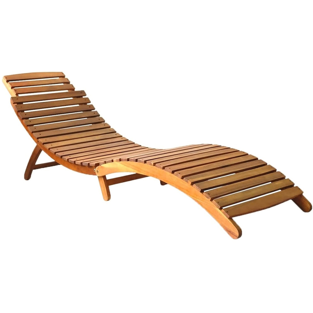 Garden Gear Morgan Acacia Sun Lounger with Grey Cushion Image 2