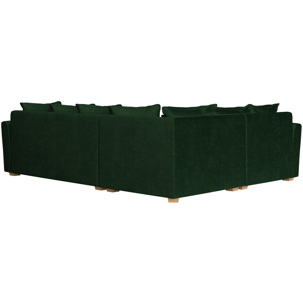 Wendleberry 3 Seater Forest Green Plush Velvet Scatter Back Left Hand Corner Sofa Image 4