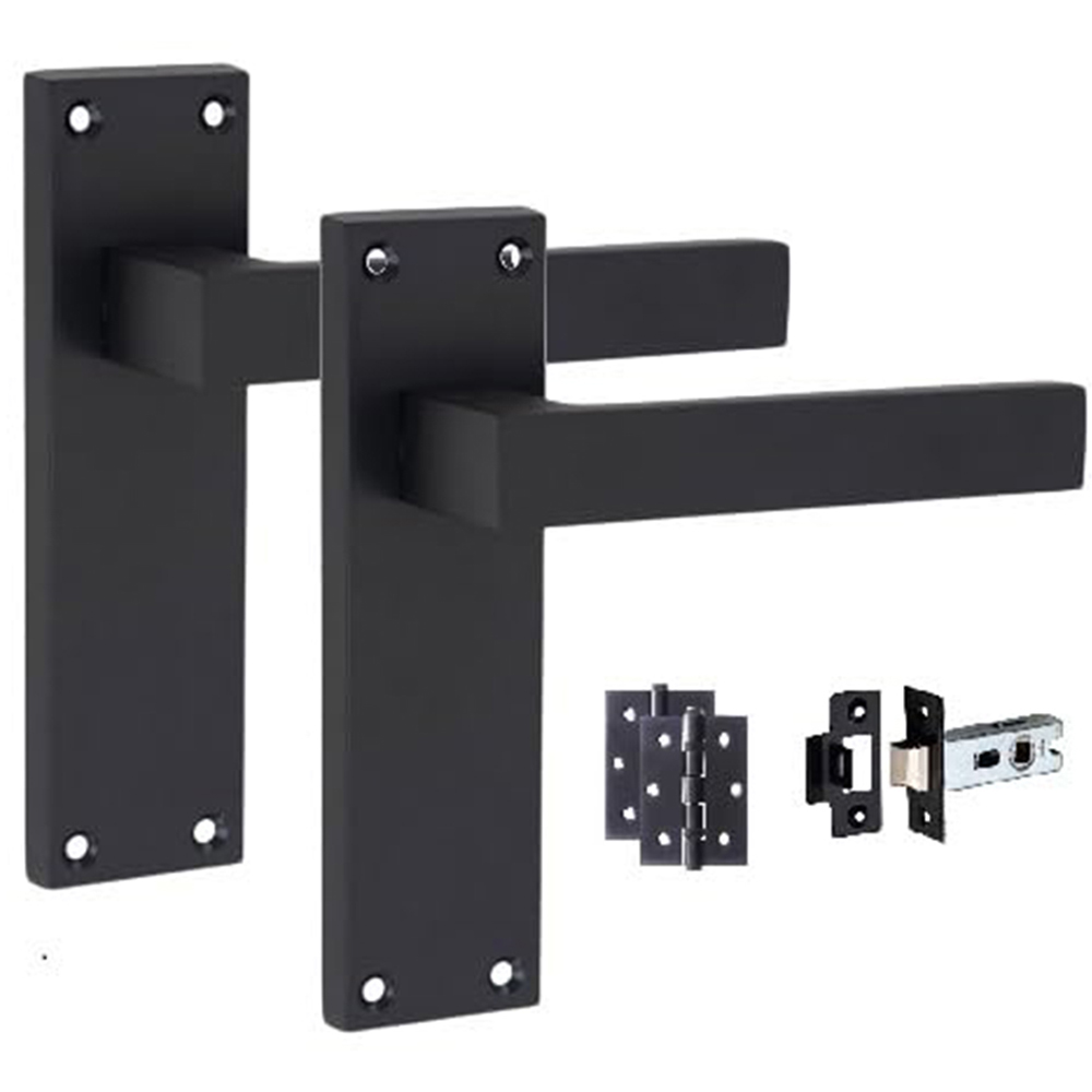 Golden Grace Matt Black Victorian Straight Door Handle Set 4 Pack Image 2