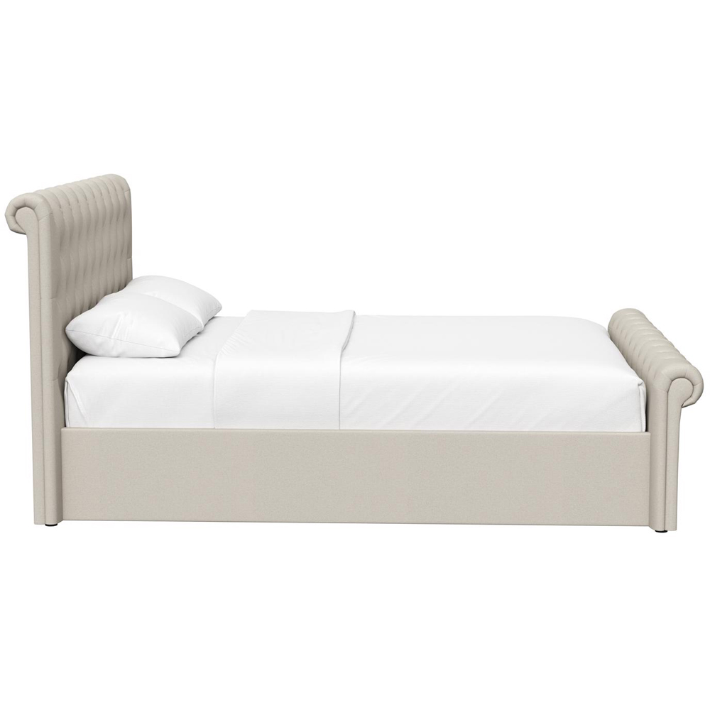 FWStyle Abbey Double Cream Almond Side Lift Ottoman Bed Frame with Scroll Buttoned Headboard Image 7