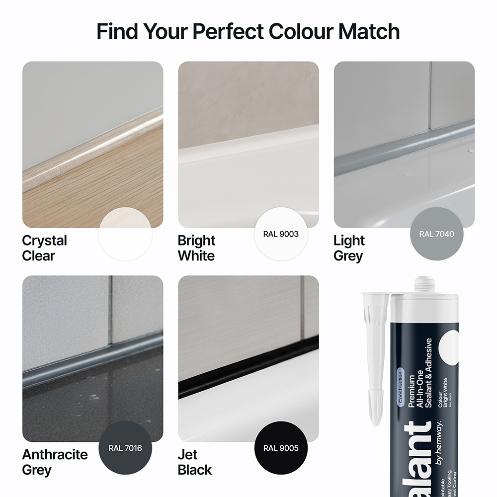 Hemway Premium All-in-One Bright White Sealant and Adhesive 300ml 9 Pack Image 5