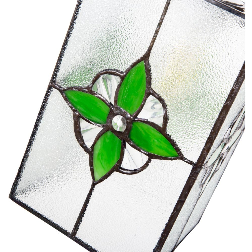 Happy Homewares Traditional Tiffany Style Clear Glass Pendant Shade with Green Panels Image 4