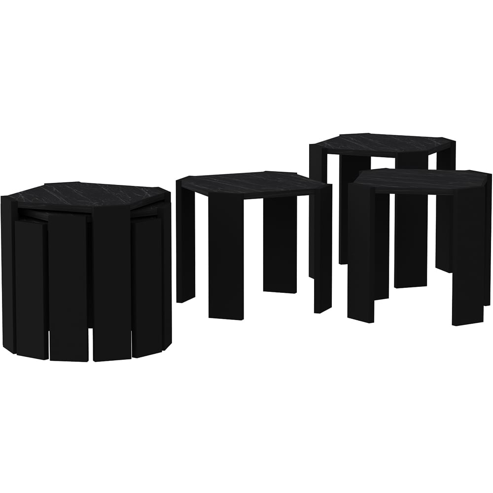Decorotika Lori 3 Piece Black Marble Nesting Coffee Table Image 2