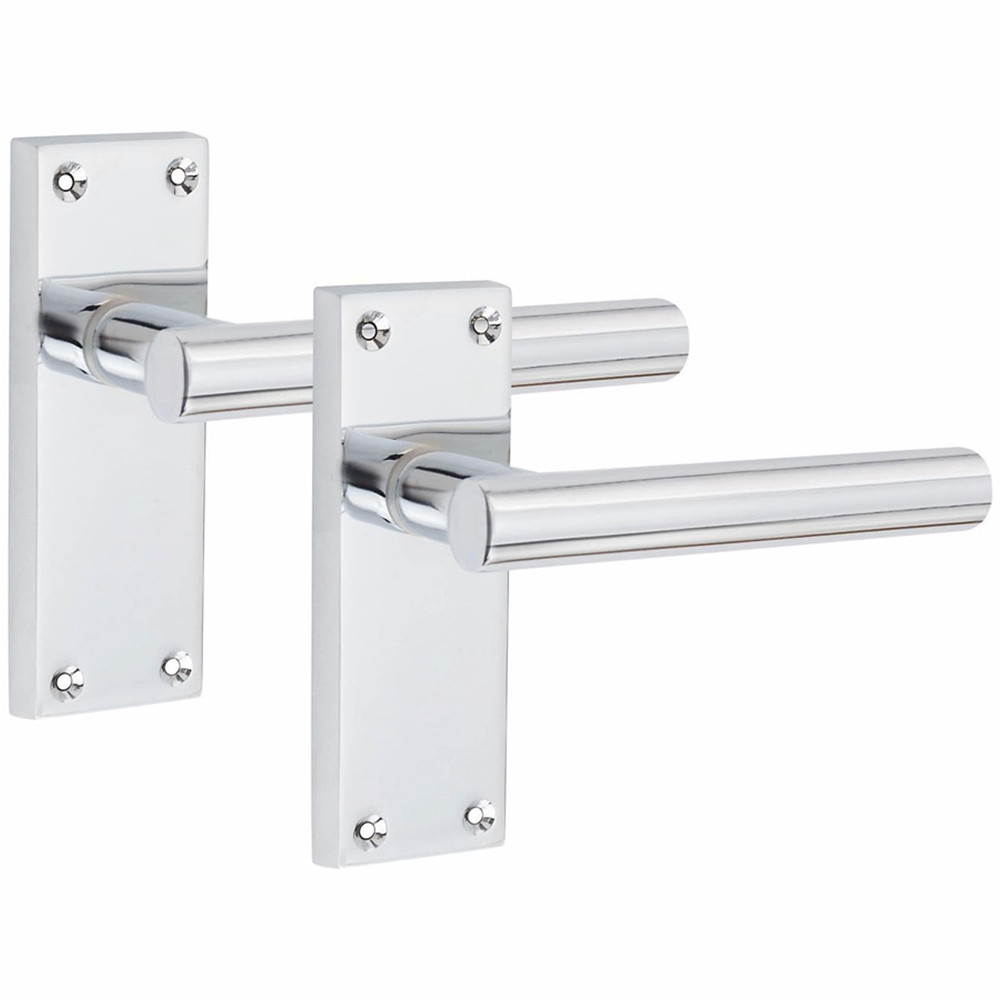 Golden Grace Victorian Straight T-Bar Polished Chrome Latch Handles Set Image 2