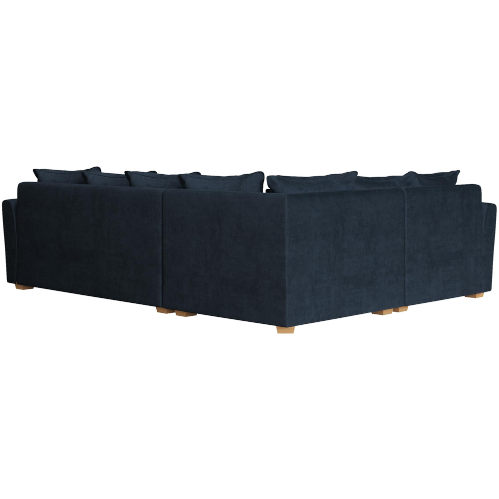 Wendleberry 3 Seater Royal Blue Plush Velvet Scatter Back Left Hand Corner Sofa Image 4