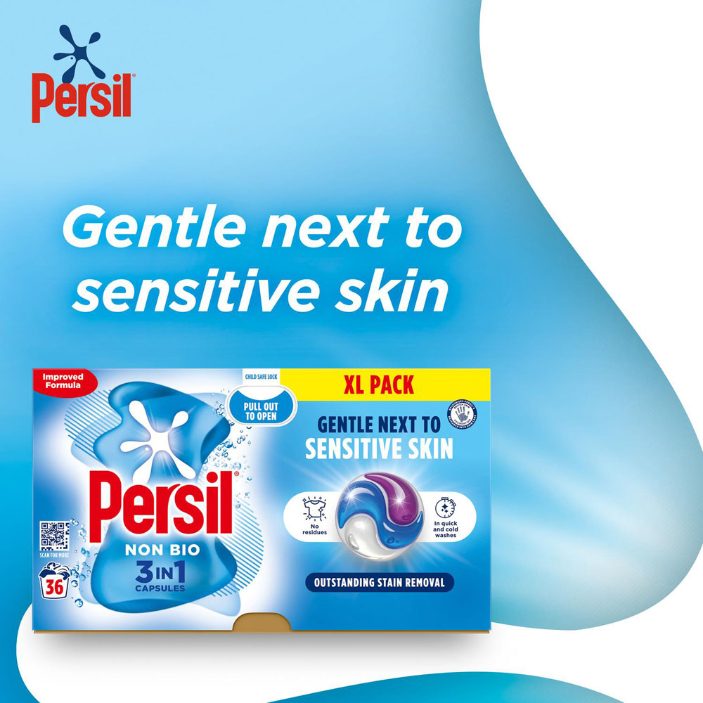 Persil Non Bio 3 in 1 Washing Capsules XL 36 Washes 3 Pack Image 7