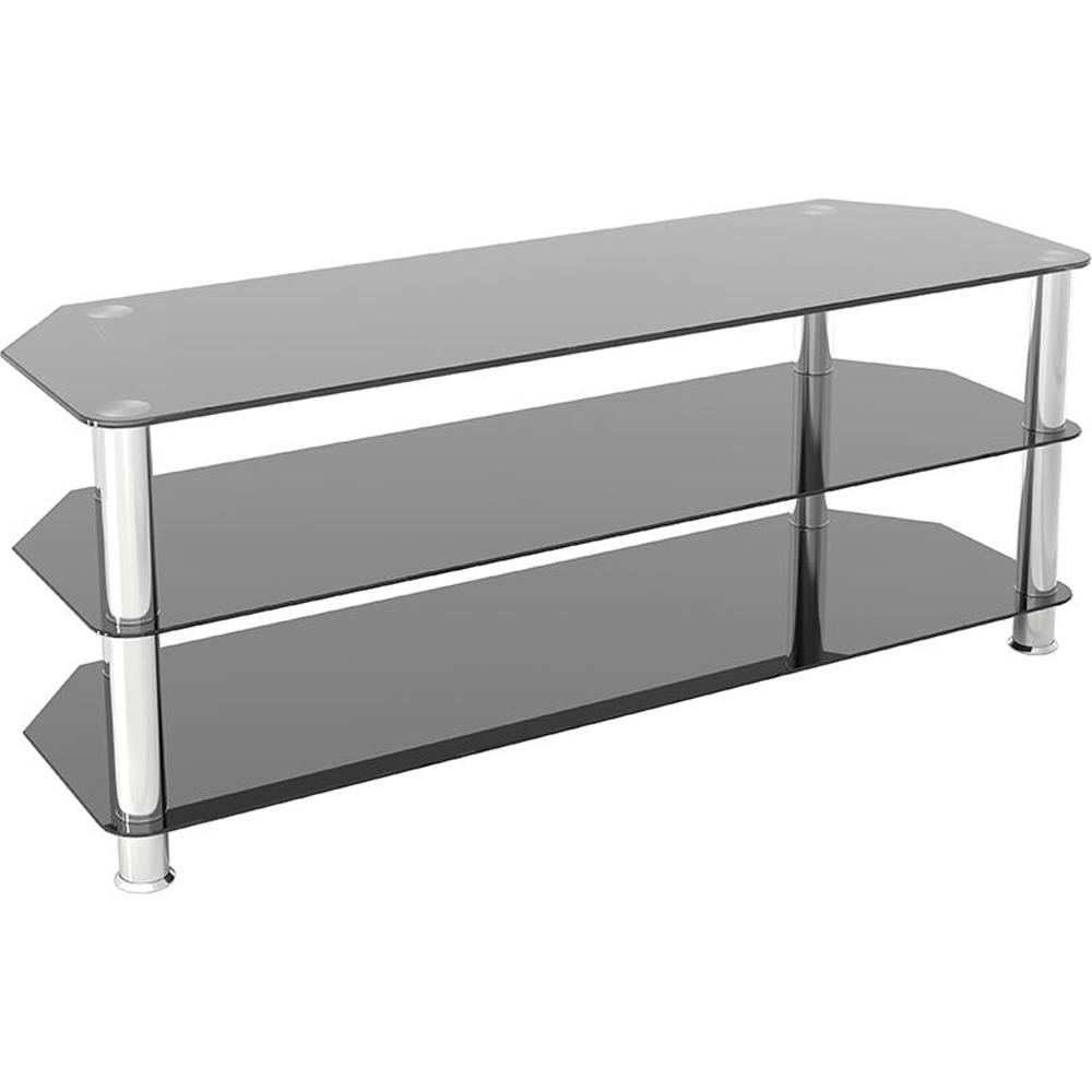 AVF Classic Black and Chrome Glass Corner TV Unit Image 2