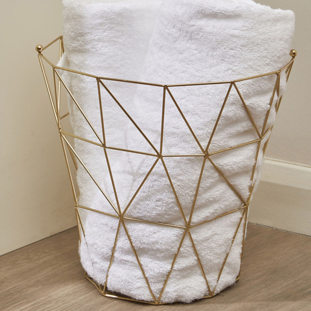 Premier Housewares Vertex Gold Finish Tall Storage Basket Image 5