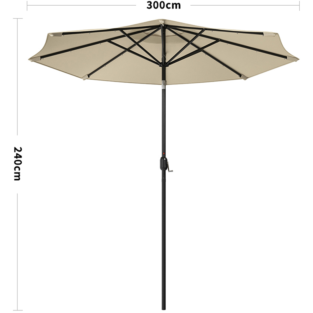 Living and Home Beige 24 Solar LED Crank and Tilt Parasol 3m Image 7