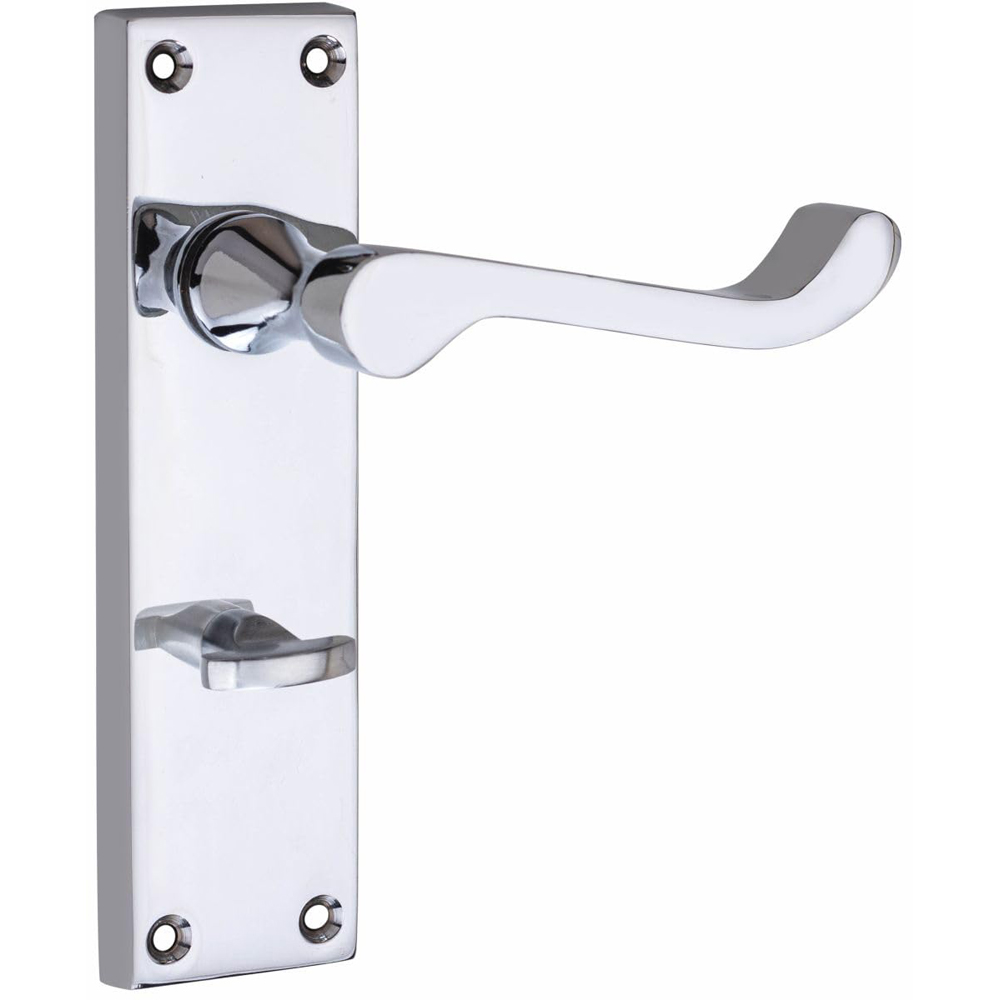 Golden Grace Victorian Scroll Lever Polished Chrome Bathroom Handles and Mortise Lock Set Image 3