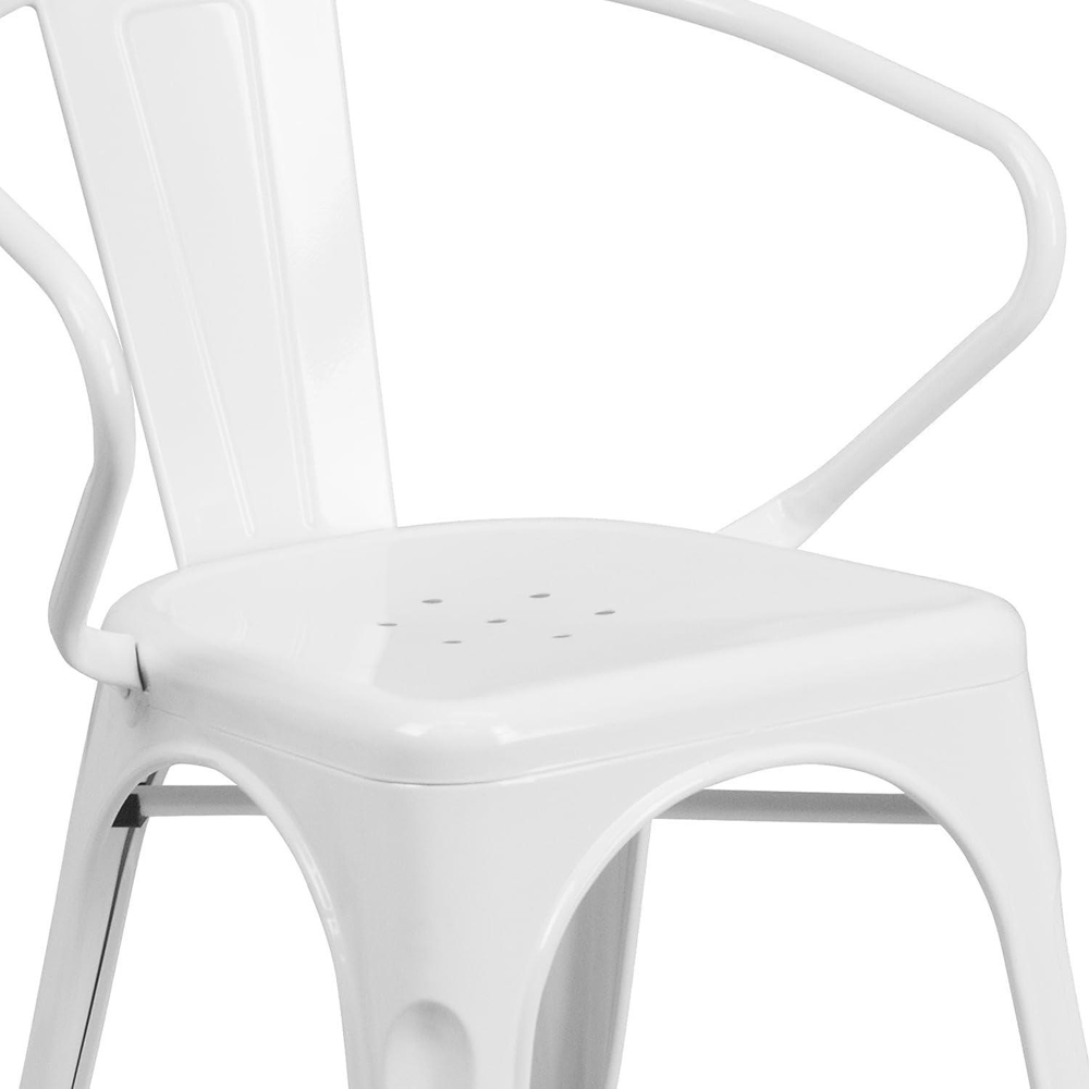 FWStyle Set of 4 White Galvanised Steel Ready Assembled Chairs Image 4